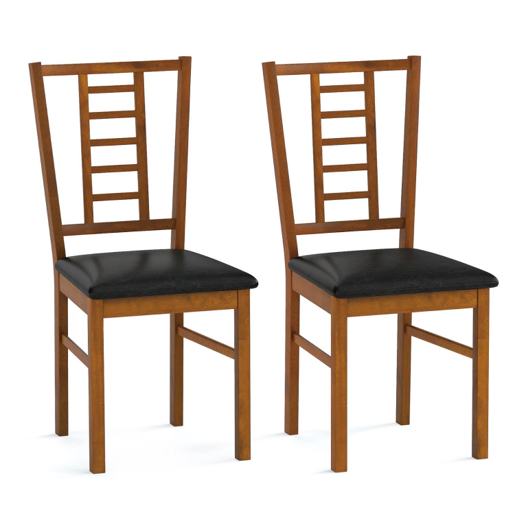 Hivvago Pu Leather Upholstered Wood Dining Chairs Set Of 2