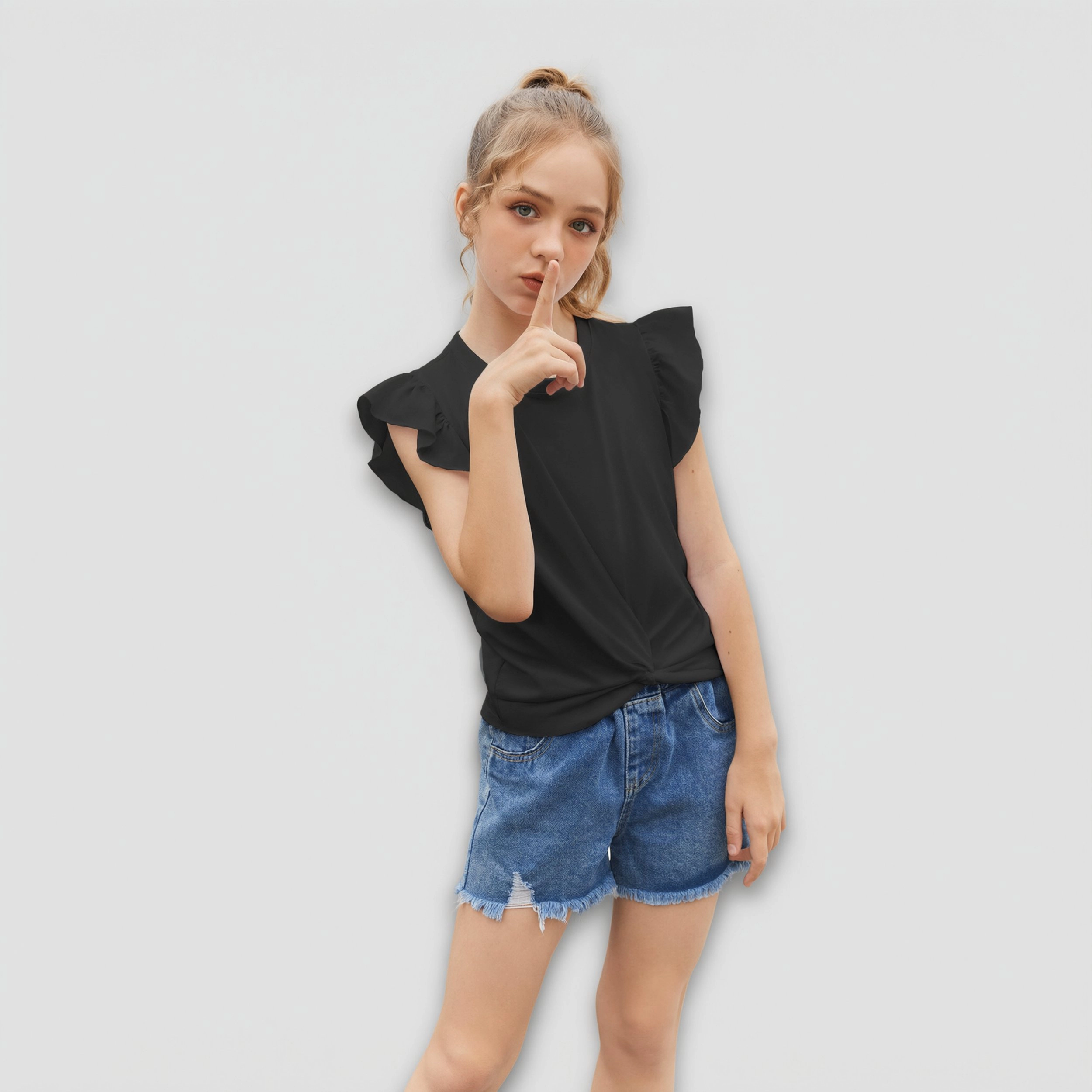 Arshiner Tie Dye With Heart Pattern Shirts For Girls Cute Flying Sleeves Short Tops