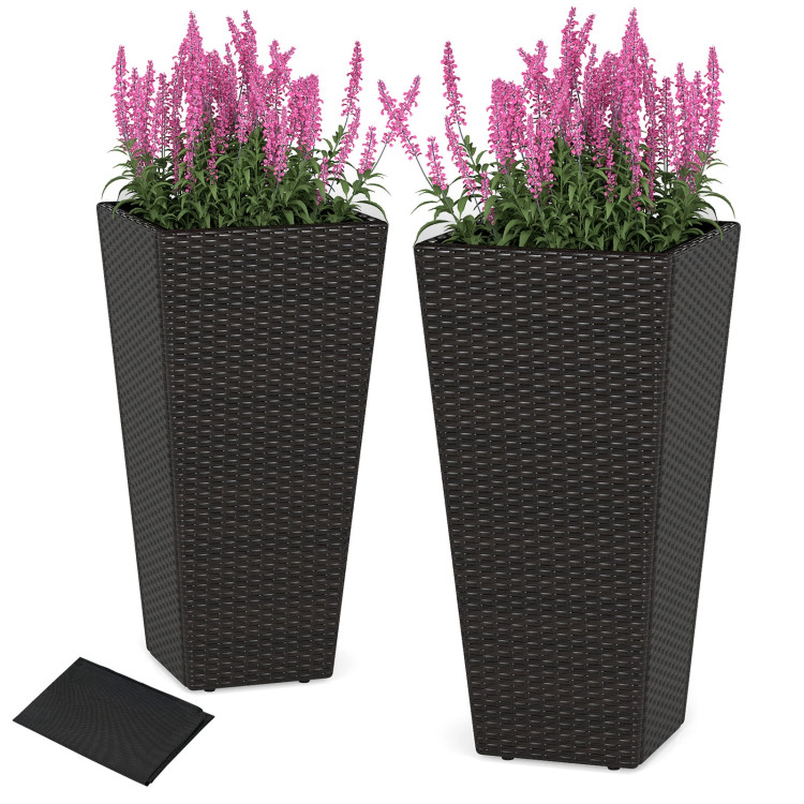 SUGIFT 30-in Tall Modern Decorative Planter Pots Set of 2 with Open-ended Base 66-lb Capacity Mix-Brown