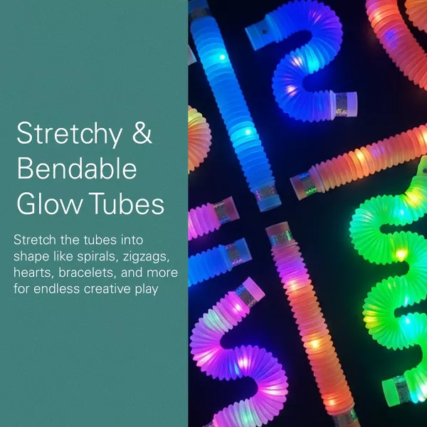 Sperric Christmas Light Up Pop Tube Toy 12 Pack 25” Stretchy Glow in the Dark Pop Tube Sensory Fidget Gift Toys for Kids