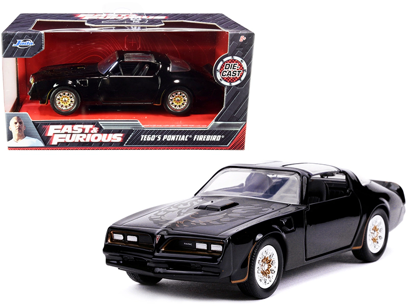 Jada Tego's Pontiac Firebird Black with Gold Stripes and Hood Bird "Fast & Furious" Series 1/32 Diecast Model