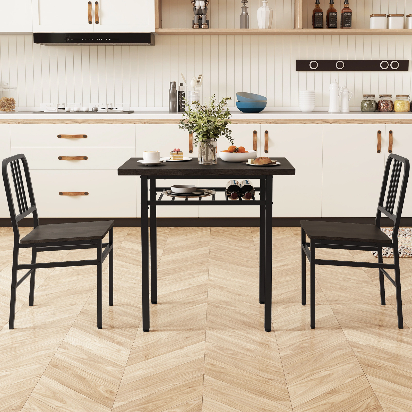 LJG 3-Piece Dining Table Set with Rectangular Kitchen and 2 Chairs