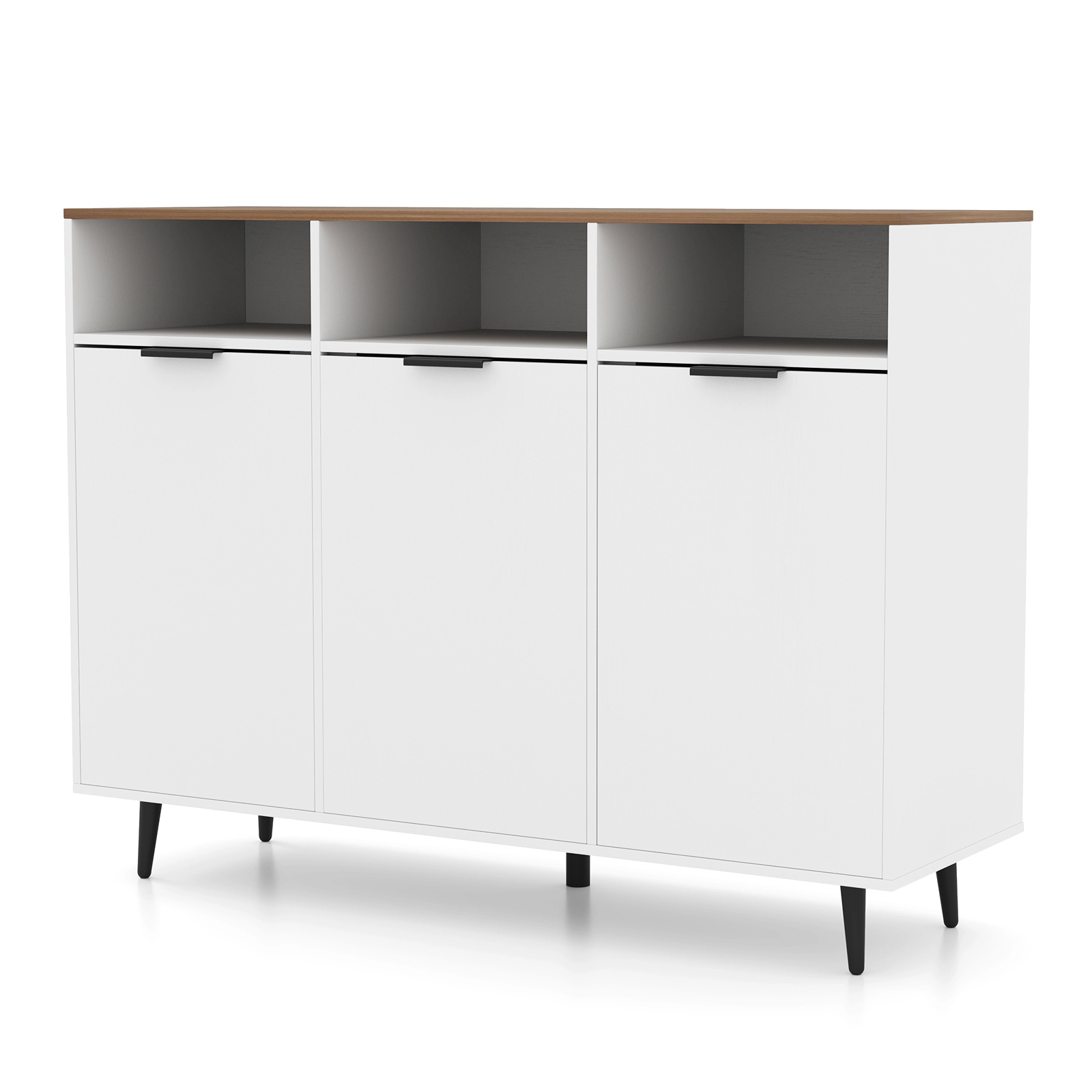 SUGIFT 47-in 350-lb Overall 155-lb Top White Sideboard Buffet Cabinet with 3 Open Compartments and 3 Doors