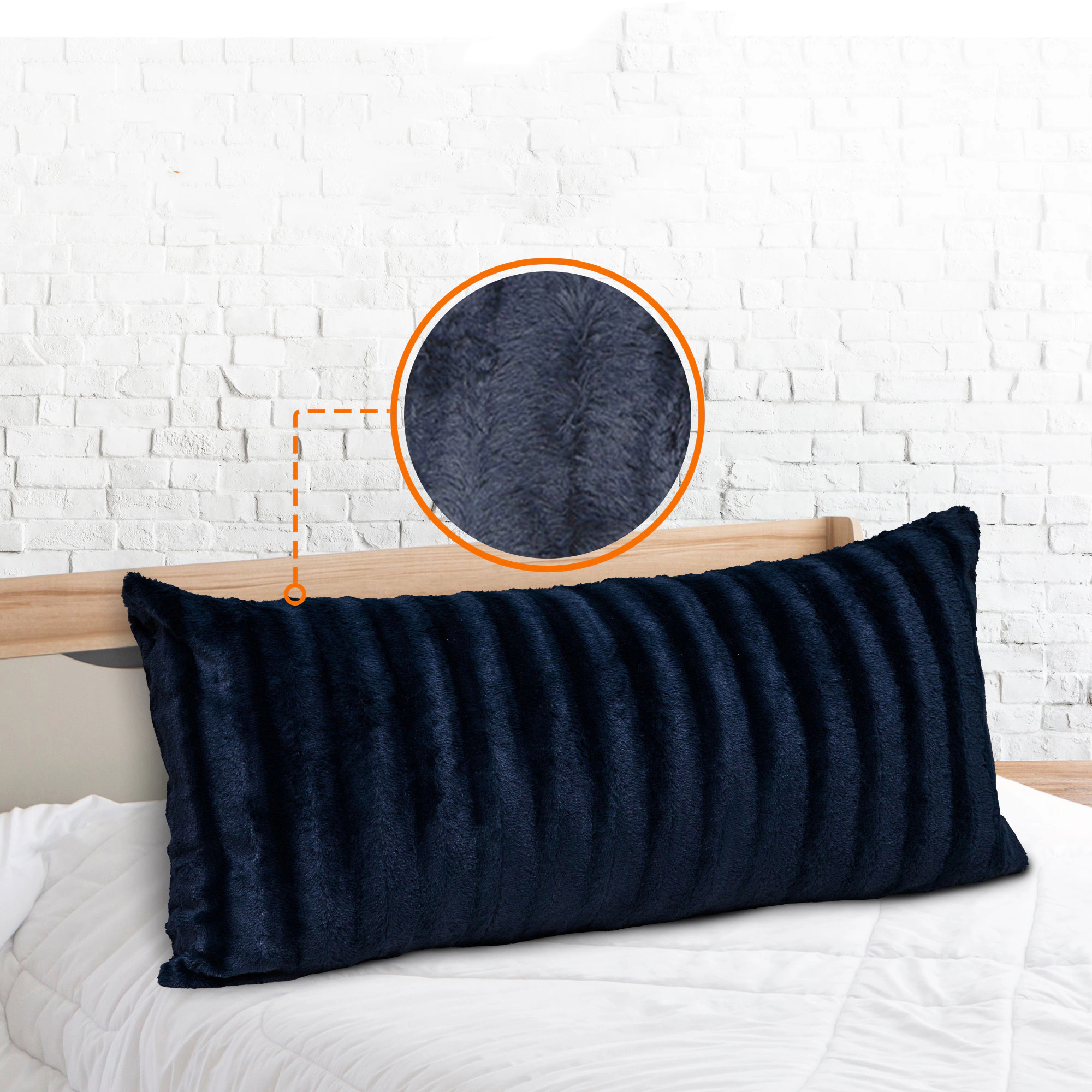 Cheer Collection 18 x 40-Inch Reversible Faux Fur Long Decorative Body Pillow with Plush Insert