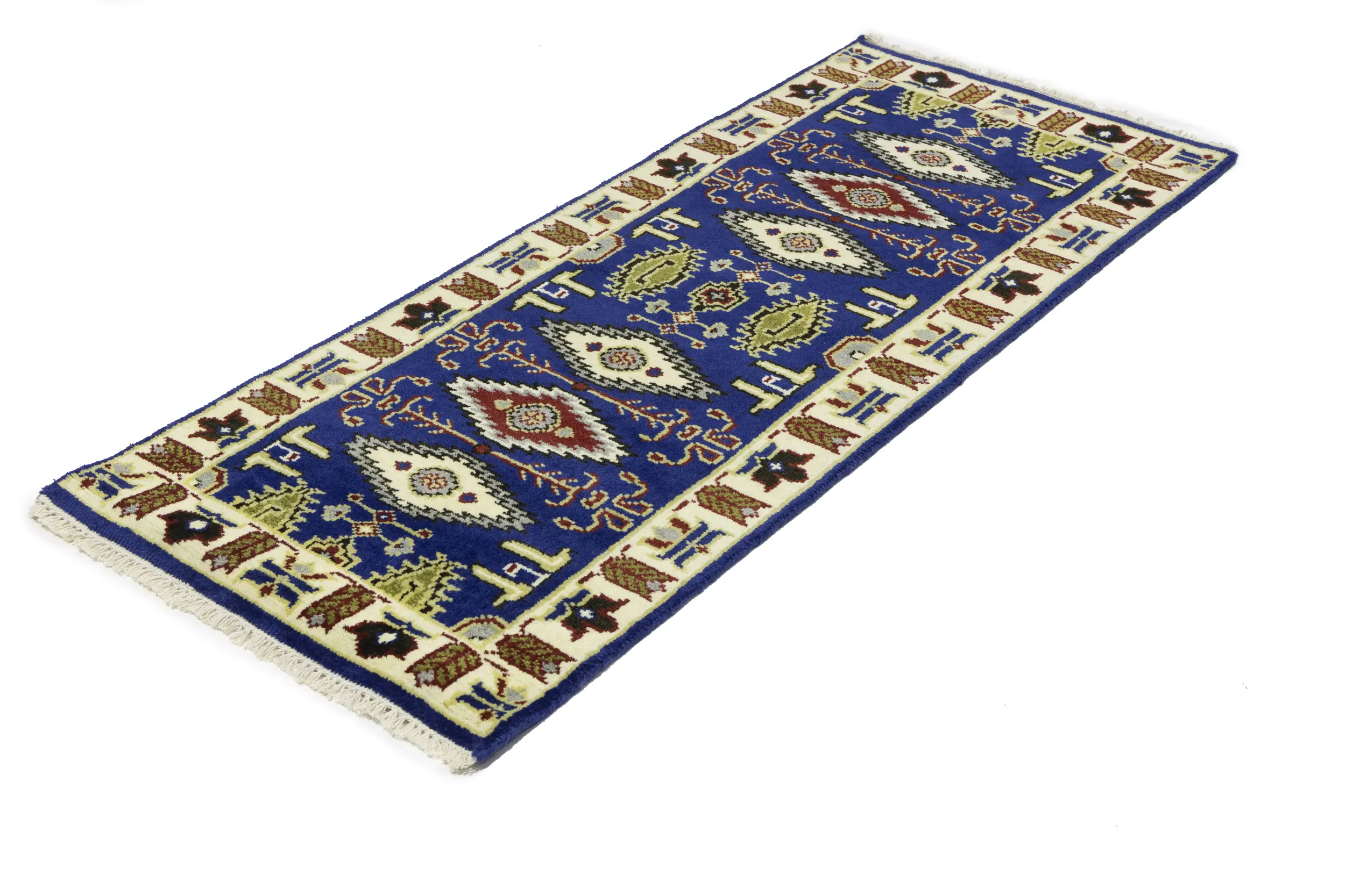 Magic Rugs Navy Blue Geometric 3X6 Kazak Oriental Rug