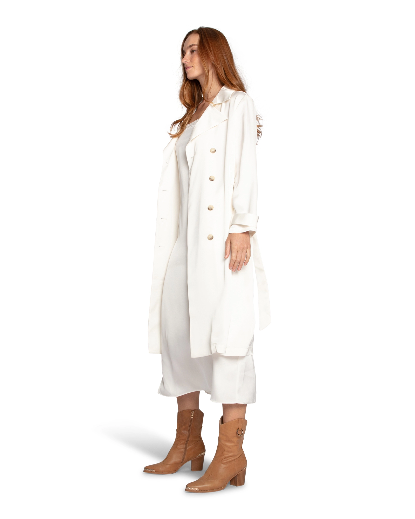 Belle & Bloom Womens Love Language Satin Trench