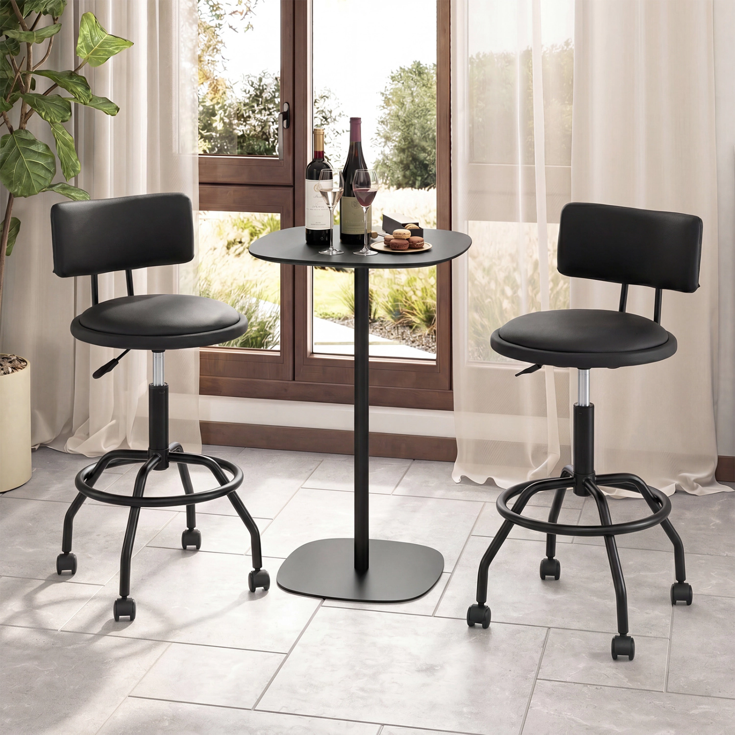 LJG Modern Swivel Height Adjustable Bar Stool with Backrest