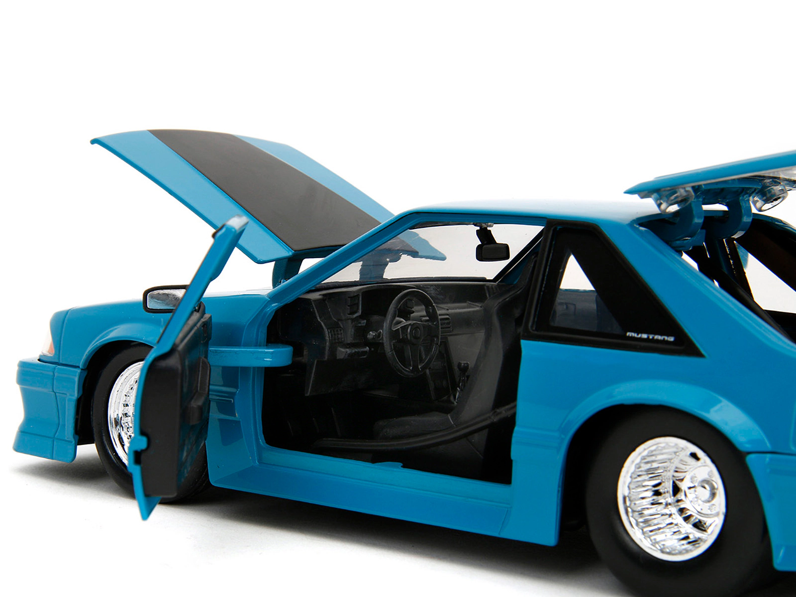 Jada 1989 Ford Mustang GT Blue with Black Hood Stripes "Fast & Furious" Series 1/24 Diecast Model Car by Jada