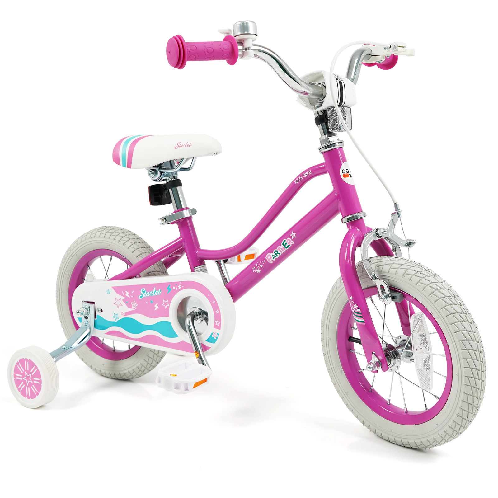 LJG Kids Bike with Adjustable Handlebar Pink - Starlight Wave