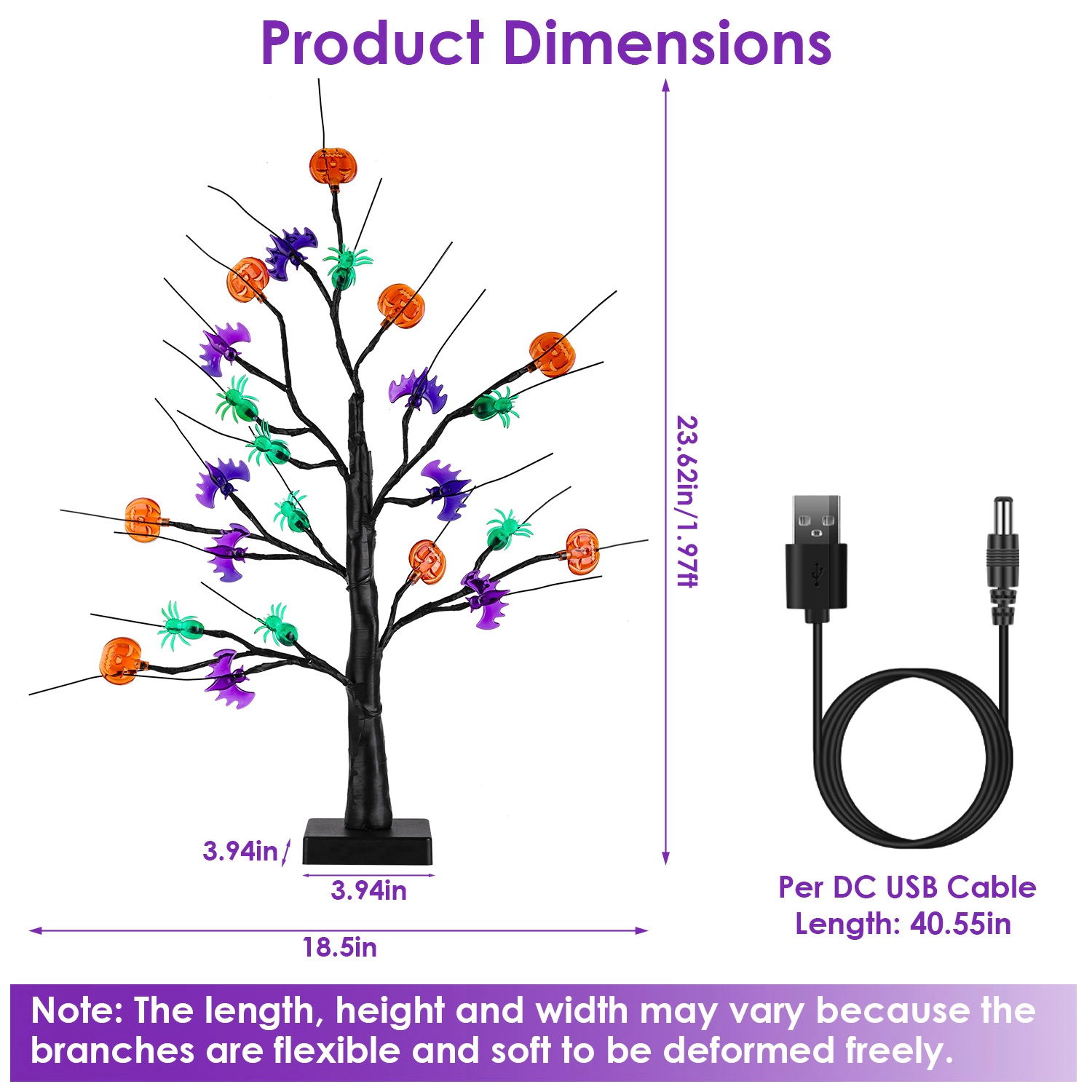 GBruno 2-Pack LED Halloween Tree Lights With Timer