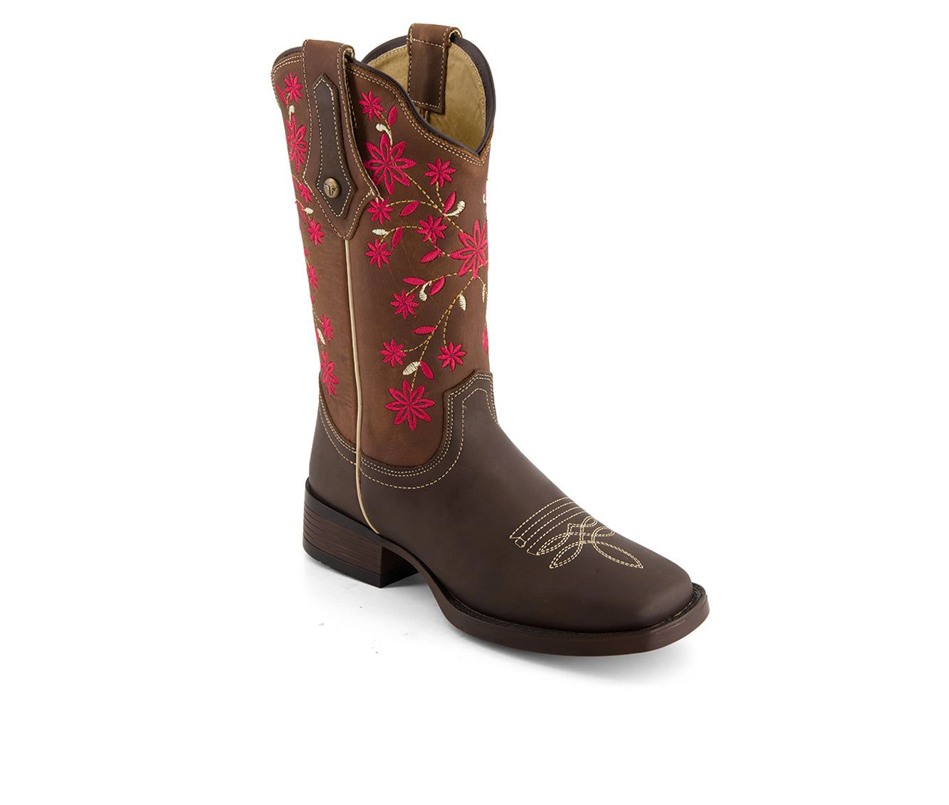 Forastero Womens Genuine Leather Floral Embroidery Western Boots