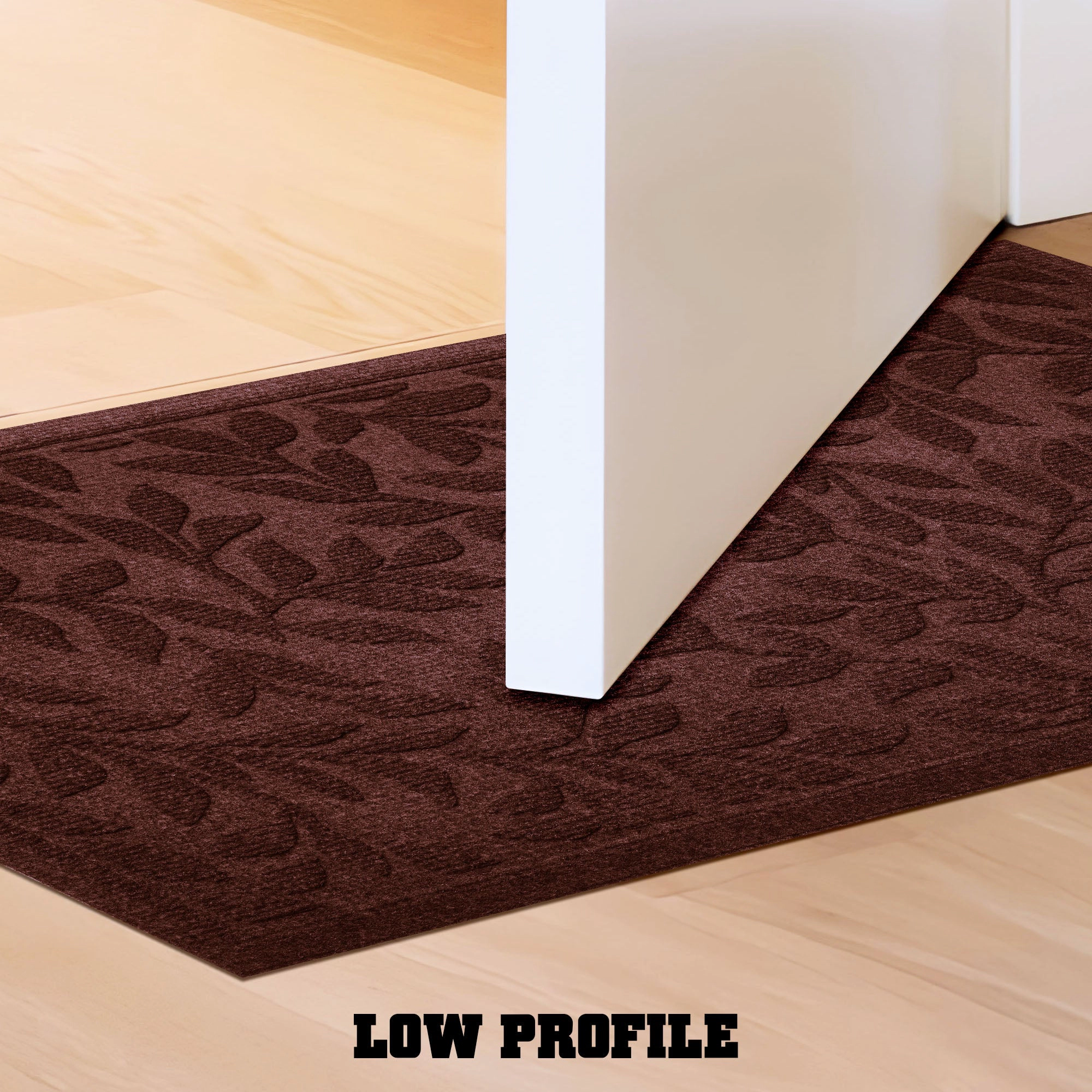G128 Door Mat 29.5 x 17 in, Low-Profile Non-Slip Backing, All-Season Brown Leaves