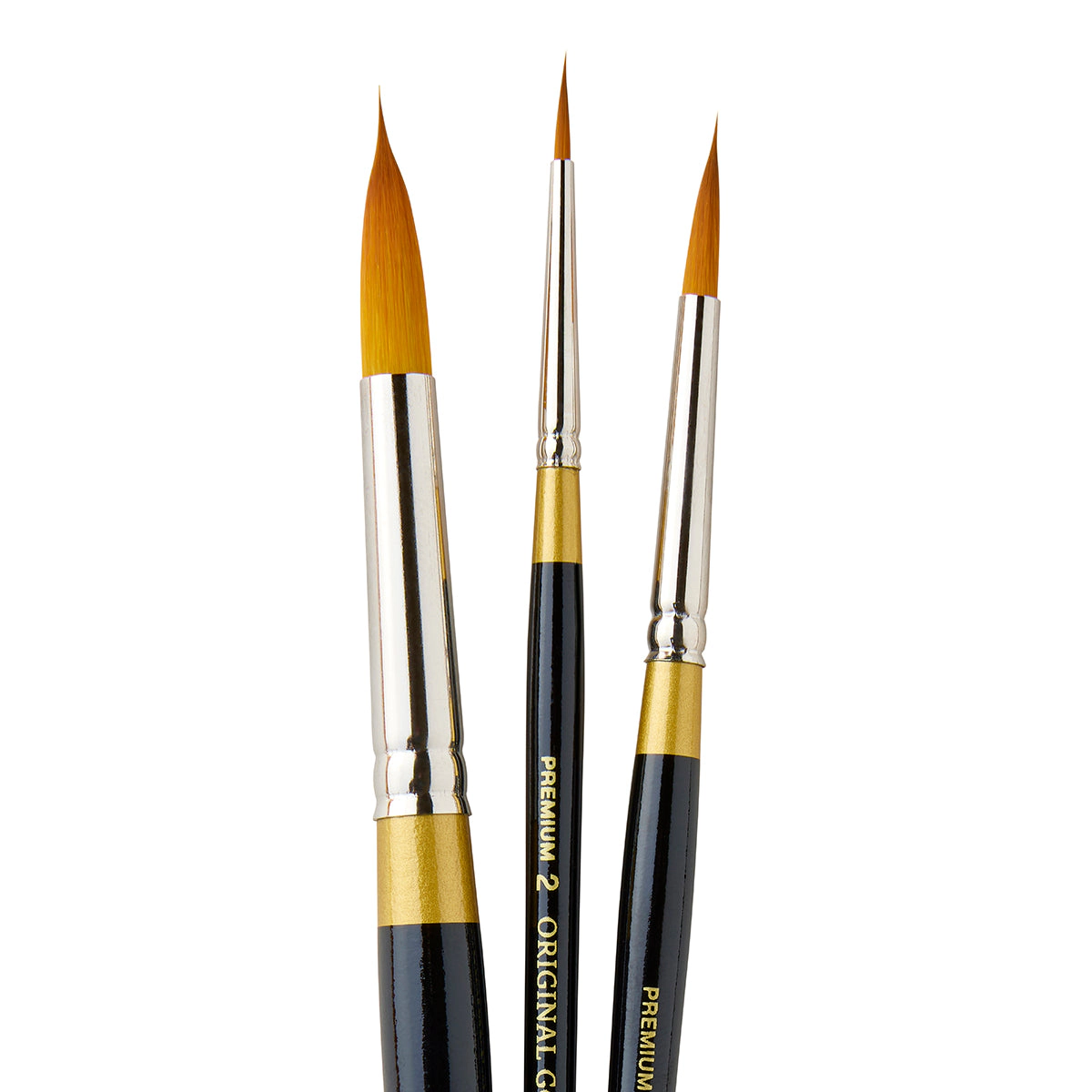 KINGART Original Gold 9430 Flora Round Golden Taklon Brush Set - 3 pc