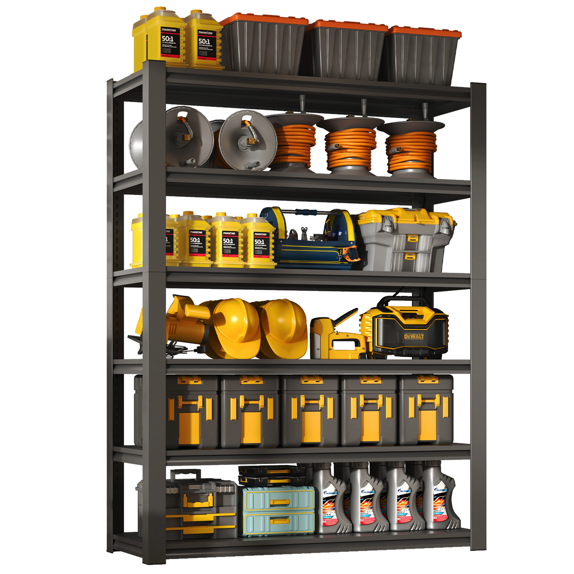 Flynama 6 Tier Heavy Duty Black Metal Utility Shelving Unit Solid Ventilated Shelves 48 in W x 18 in D x 82 in H