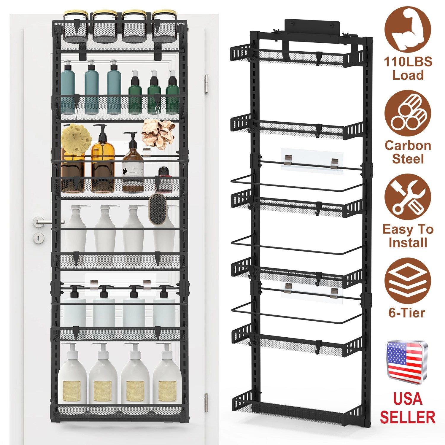 NEW Home Unisex 6-Tier Carbon Steel Over Door Organizer