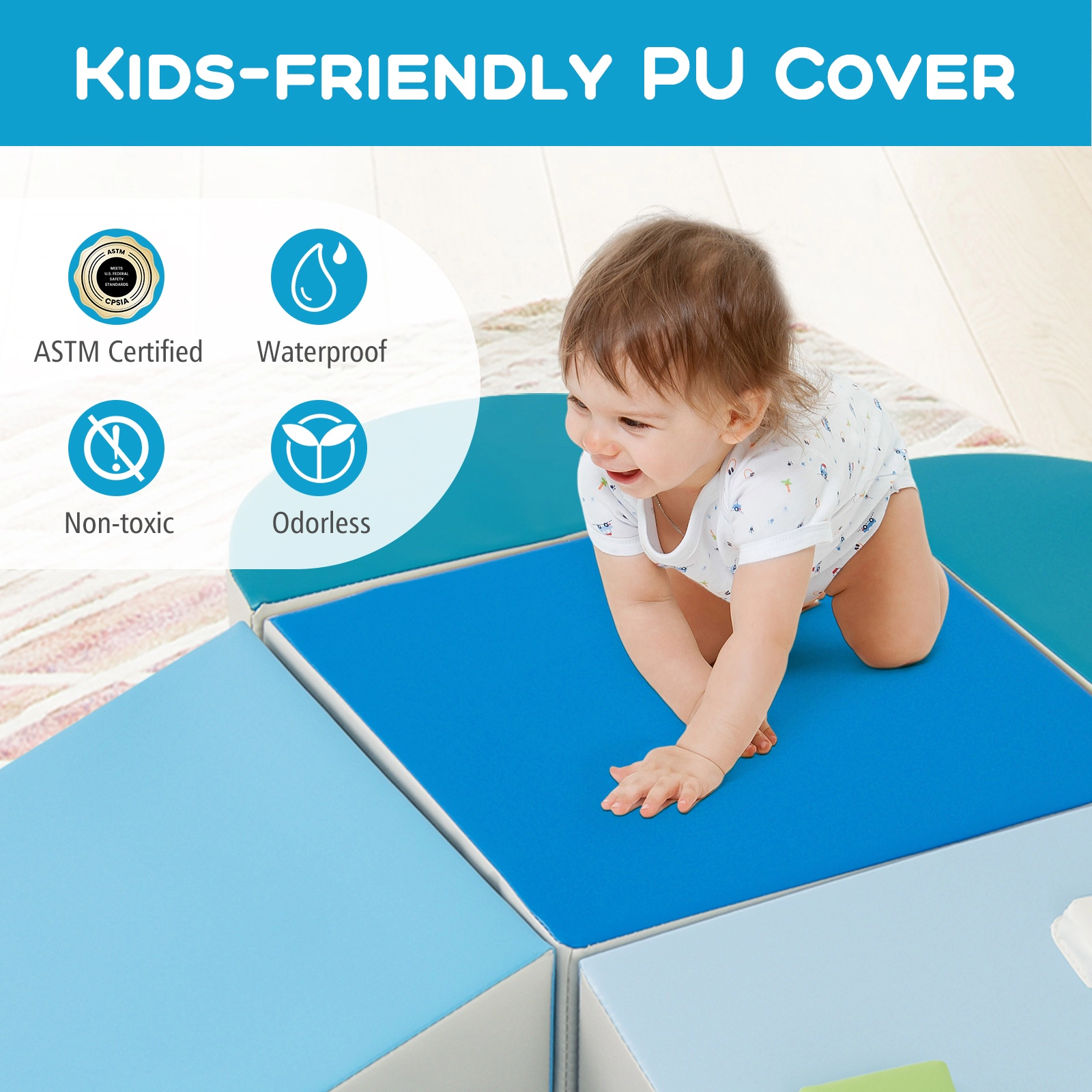 SUGIFT 6-Piece Soft Play Set for Toddlers with Climbing Triangle and Ramp Foam Blocks Ages 1+ As Pictures Shown