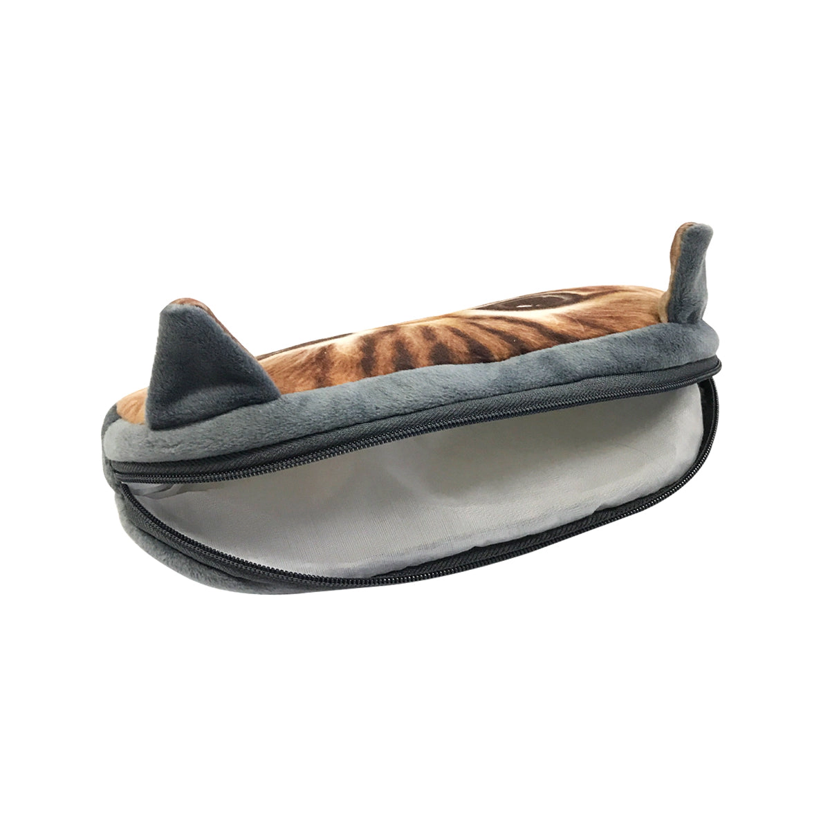 Wrapables 3D Animal Cats & Dogs Pencil Pouch, Tiger Stripe, Gray