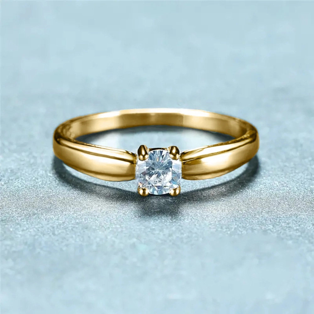 Single Round Cubic Zirconia Rings for Women Trendy Temperament Wedding Bands Jewelry