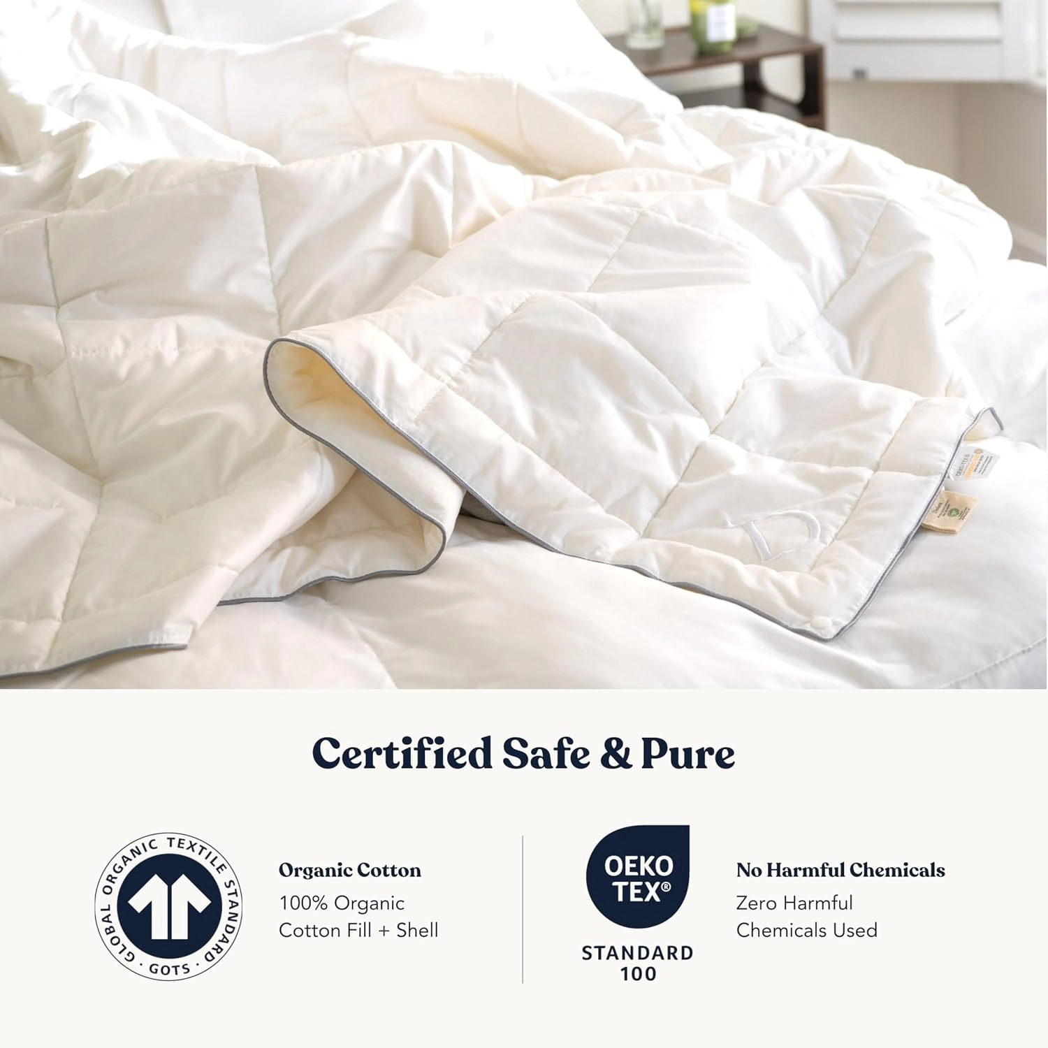 Delara Organic Cotton Air Duvet Insert 300 GSM GOTS & OEKO-TEX Certified 400TC Sateen for Cool Summer Sleep