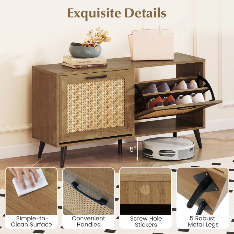 Hivvago Modern Shoe Cabinet with 2 Flip Drawers and Shelves