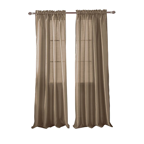 RT Designers Collection 100% Polyester 82 GSM Faux Silk Nikki Rod Pocket Curtain Panel 54" x 90" Taupe