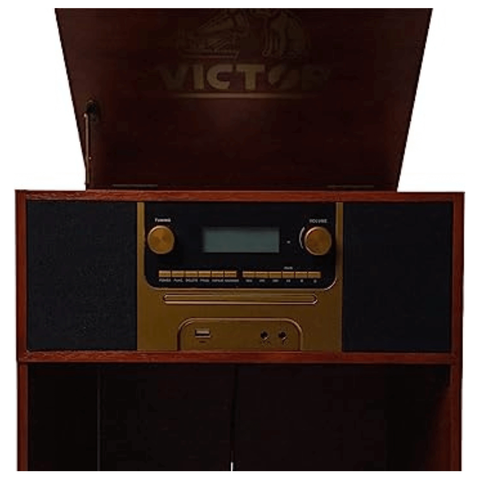 Victor Boyleston 7-in-1 3-Speed Turntable Music Center with Album Storage
