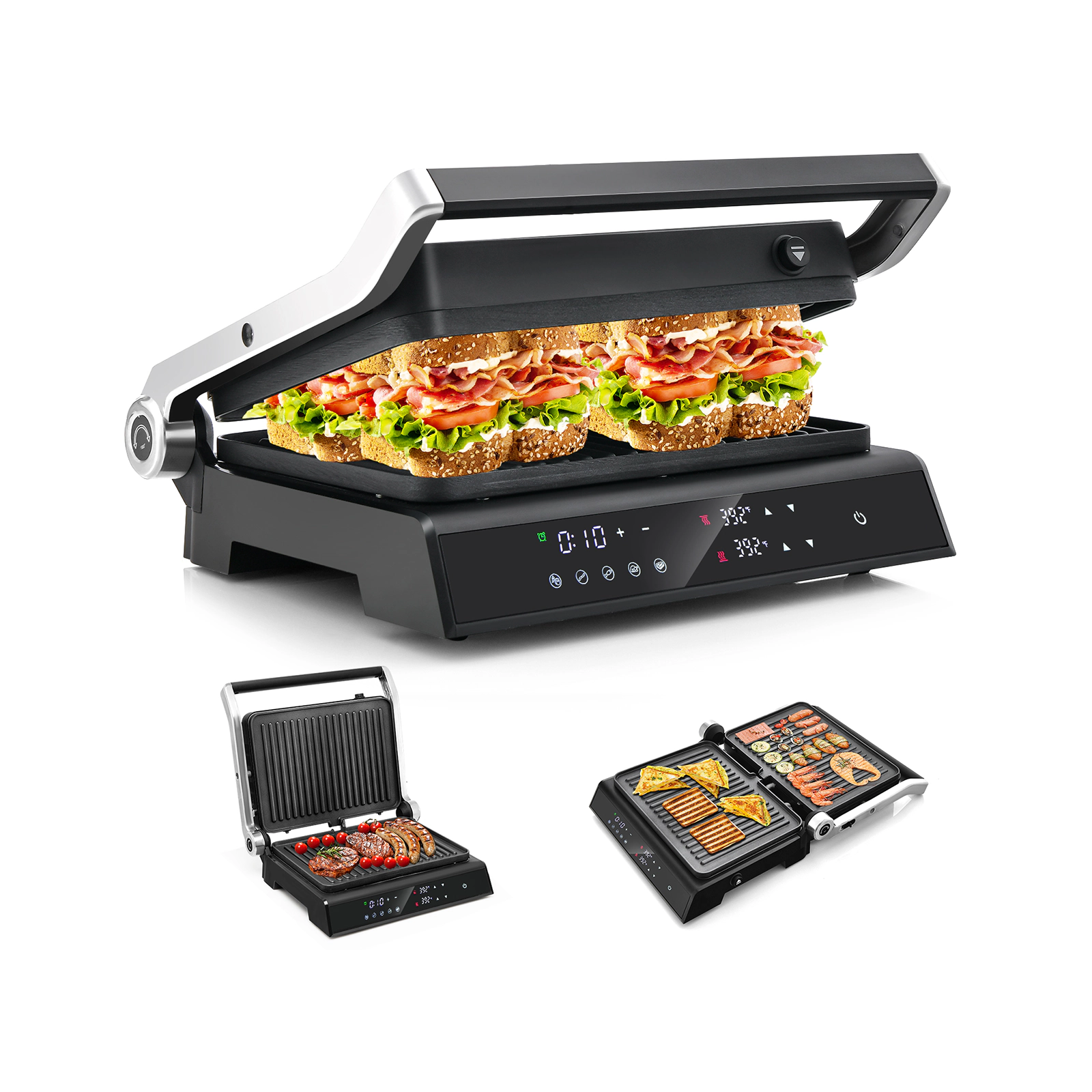 Slickblue 3 in 1 Electric Panini Press Grill with LED Control