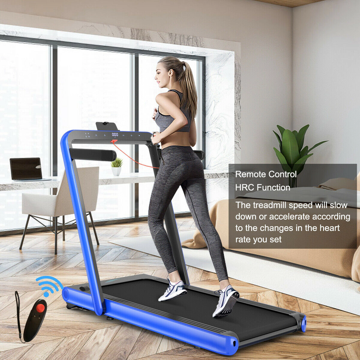 SUGIFT Navy 4.75-HP 2-in-1 Folding Treadmill with 49-in Running Belt 58-in W 31-in D 265-lb User Capacity