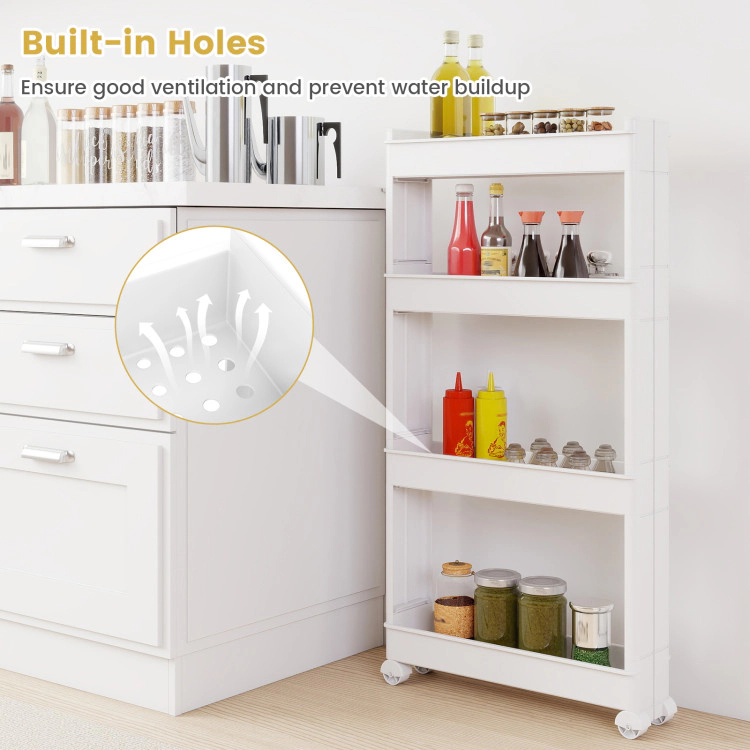 Hivvago 4-Tier Multifunctional Slim Storage Trolley with Detachable Trays