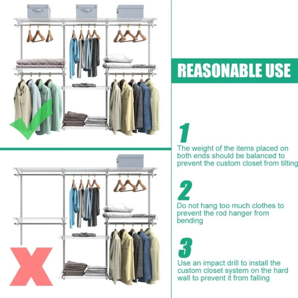Hivvago Adjustable Wall Mounted Closet Rack System with Shelf