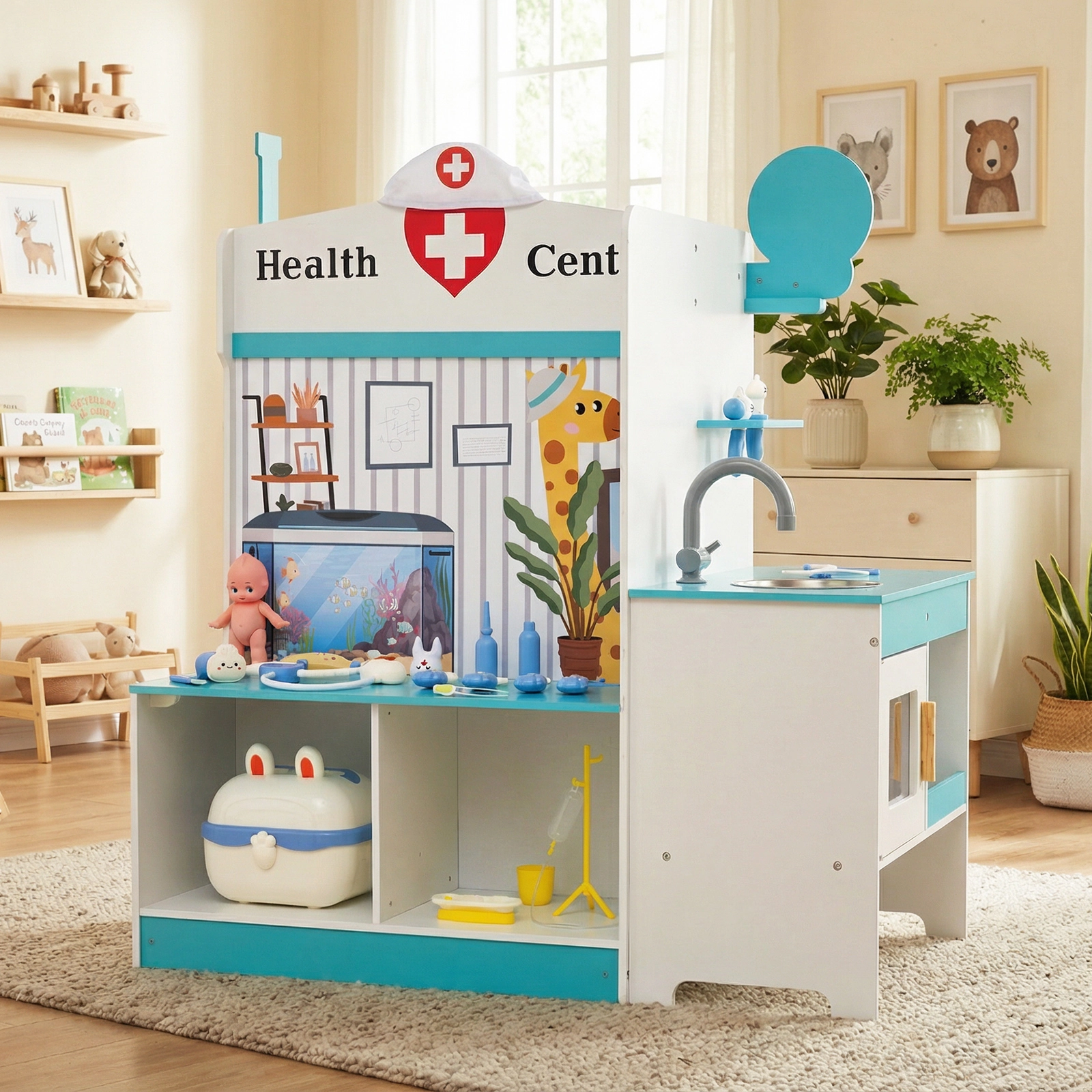 LJG Kids Doctor Play Set with Adjustable Height Bar