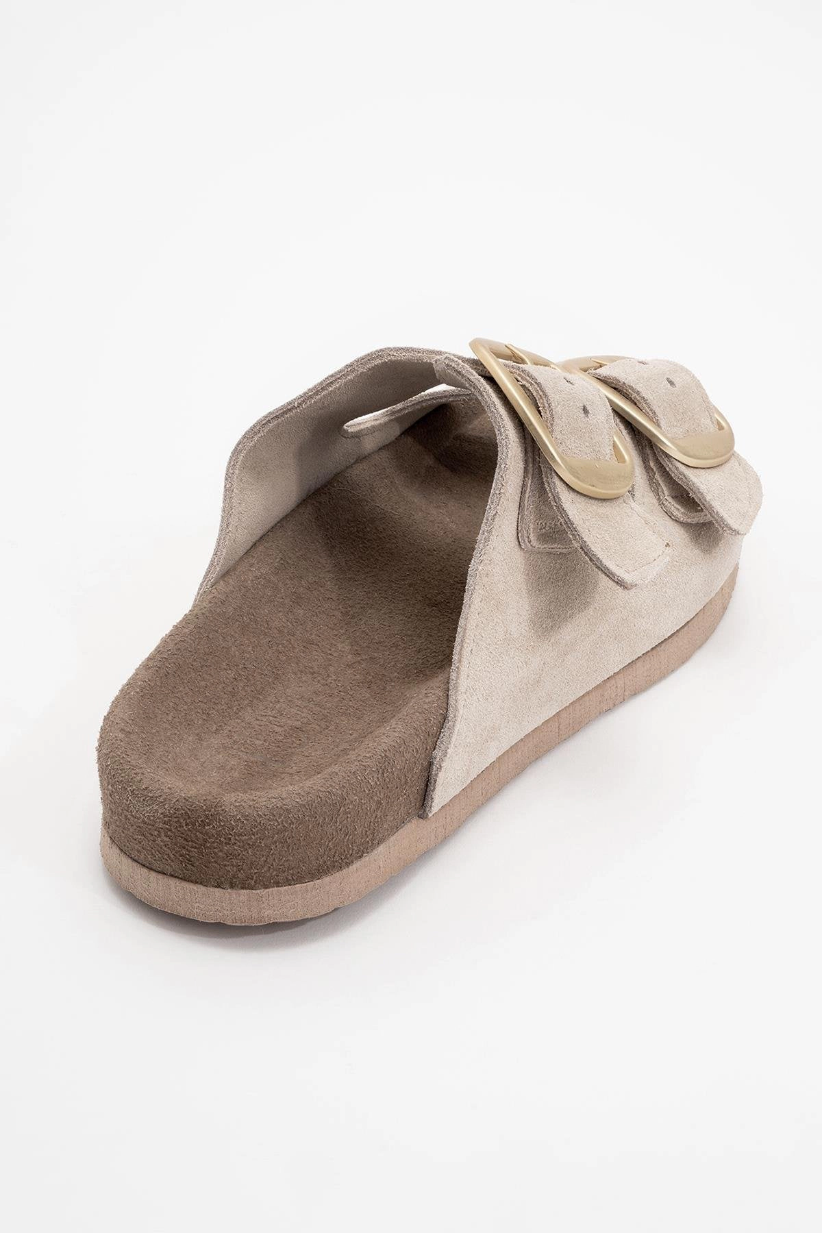 Forever & Always Womens Ovesta Soft Footbed Leather Slide Sandal