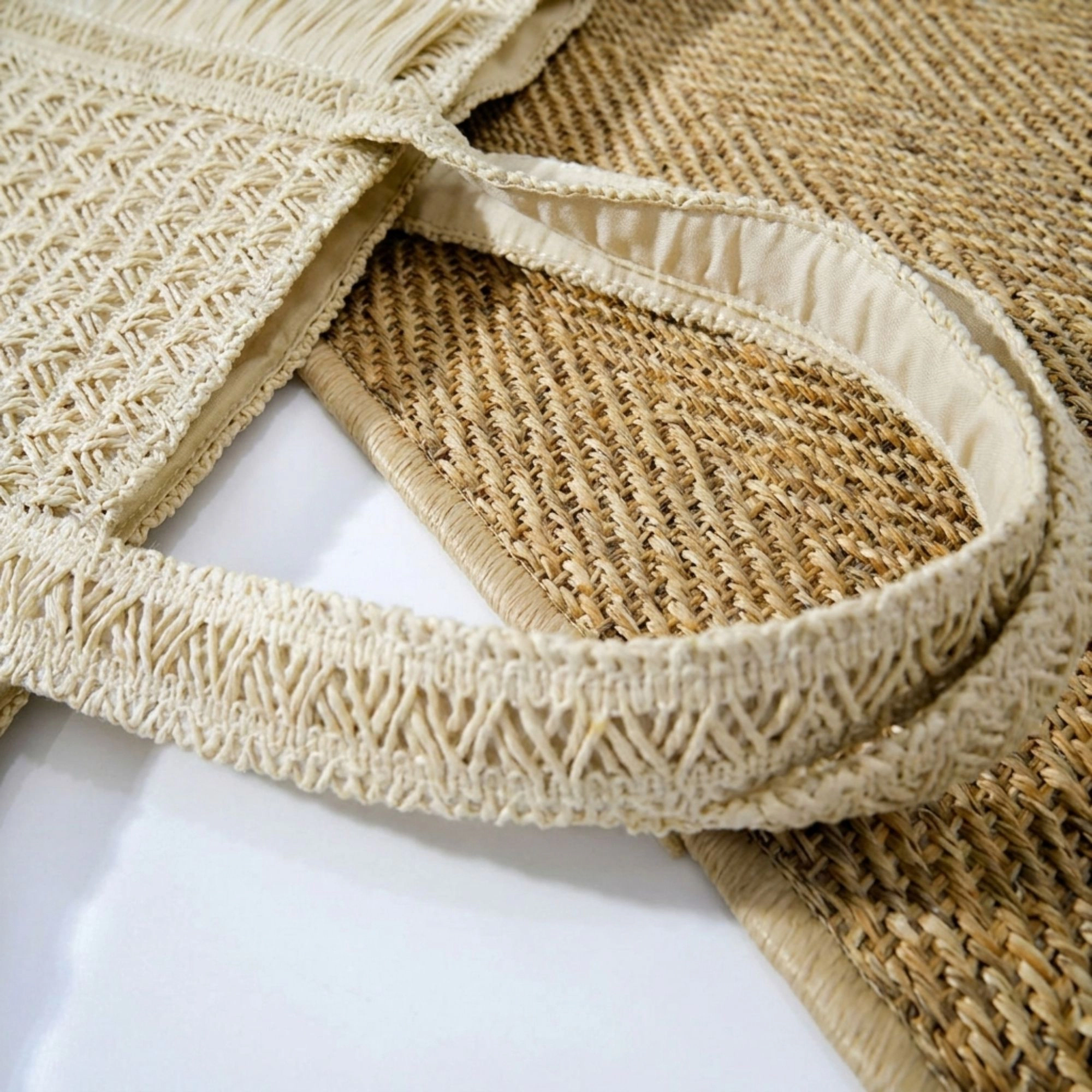 Alilang Women's Woven Tote Bag with Fringe Detail and Shoulder Handles, Khaki