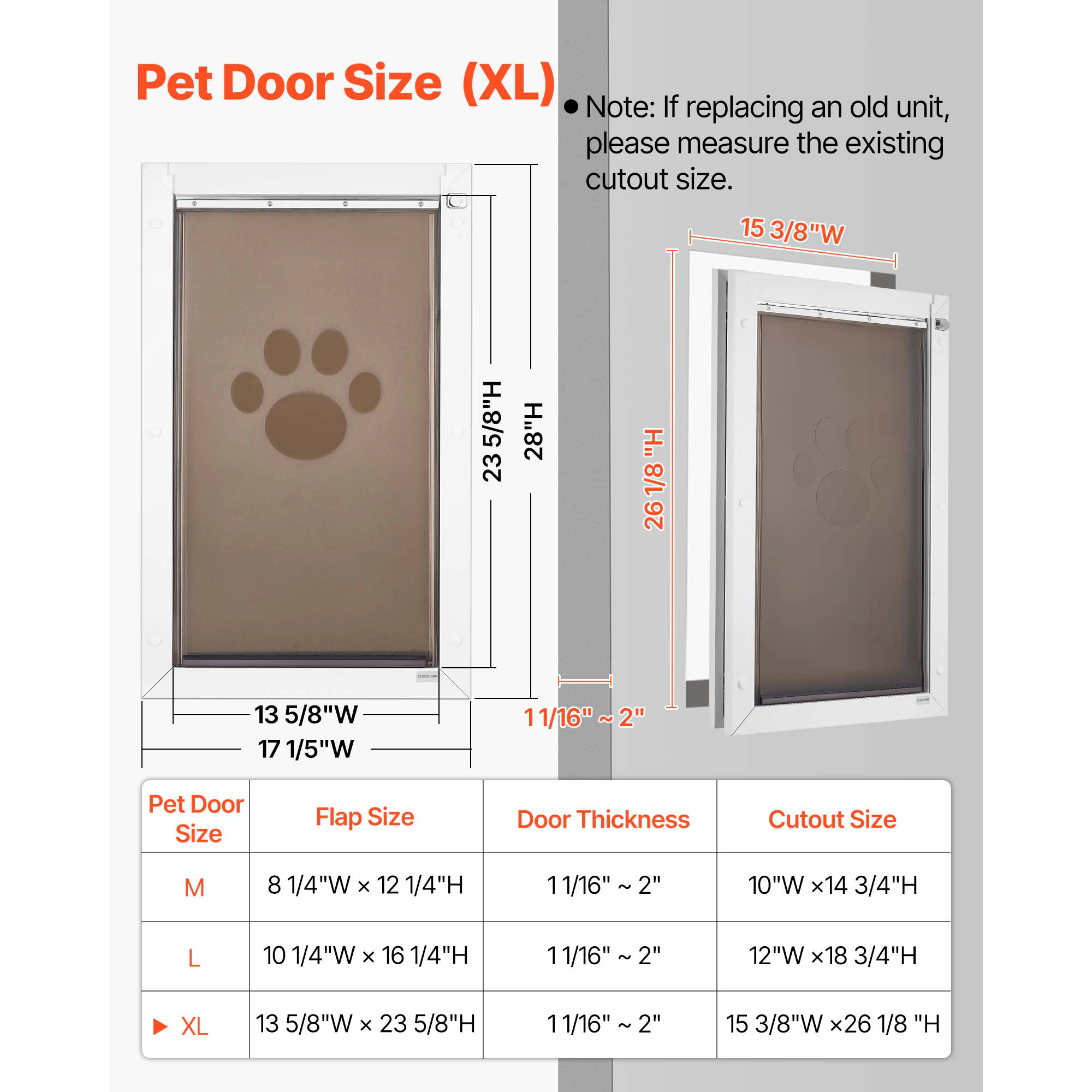 HONGGE Pet Door for Doors, X-Large Double Magnetic Flap, Weatherproof Metal Frame for In-and-Out Access, White