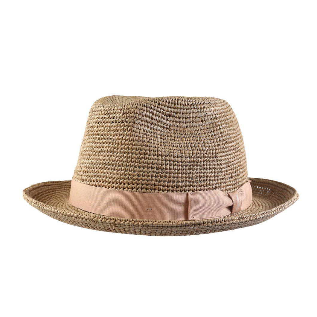 Wigens Men's Raffia Straw Hat with Grosgrain Hatband