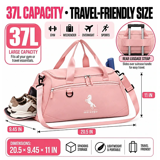 Waterproof Sports Bag with Shoe & Wet Pockets