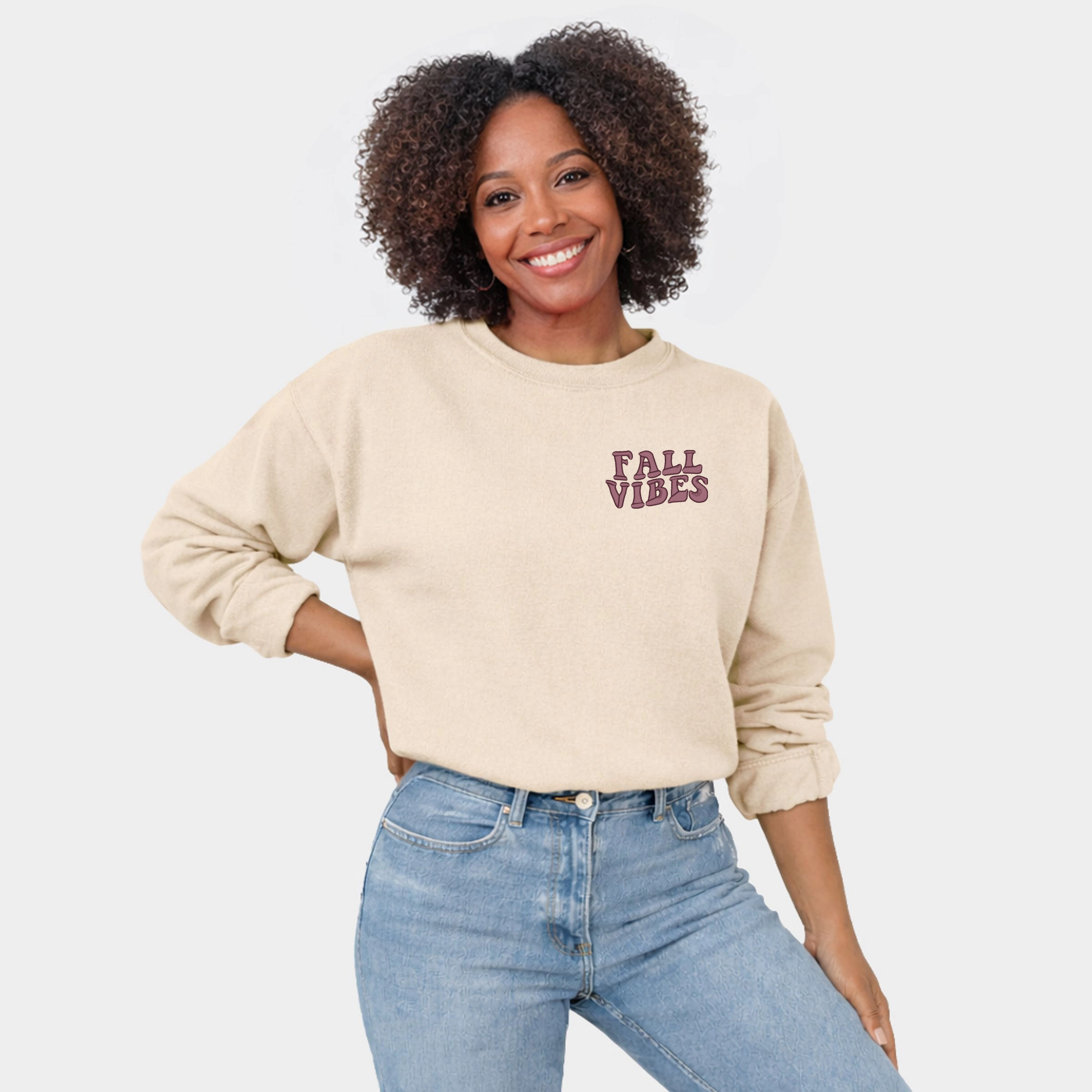 Simply Sage Market - Embroidered Fall Vibes Retro  Women's Graphic Sweatshirt