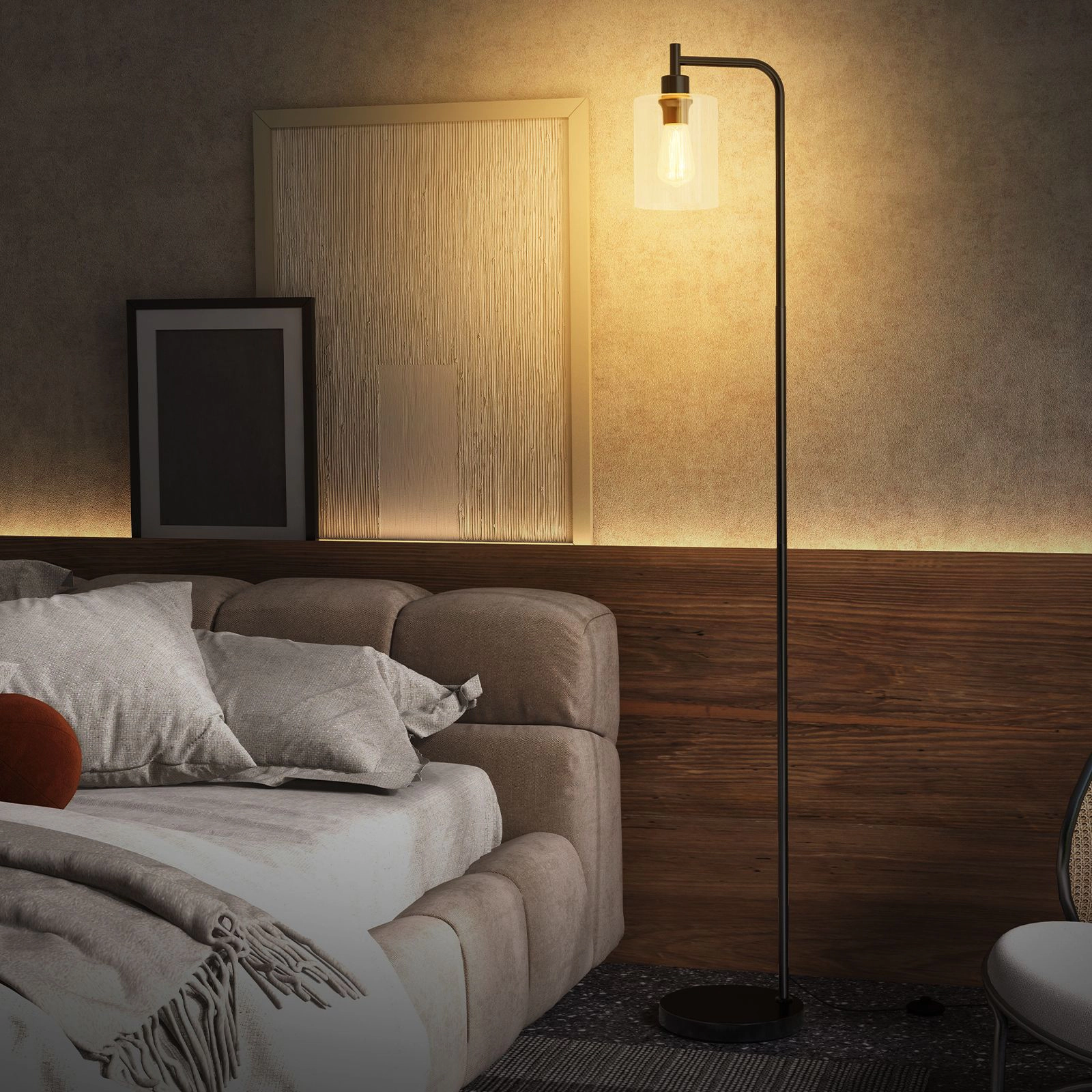 SlickBlue Tall Standing Lamp with Foot Switch for Living Room, Bedroom and Office