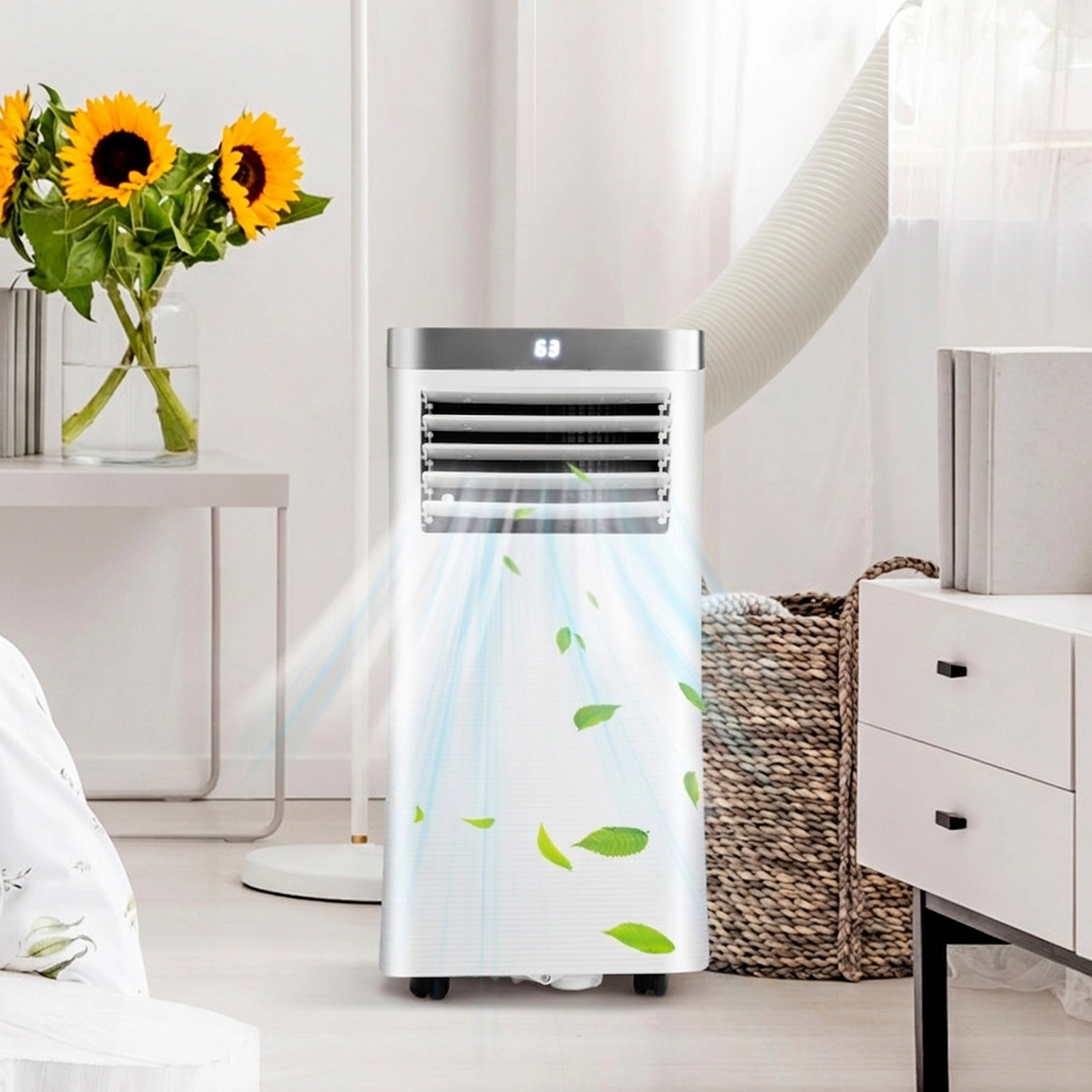 SUGIFT White 8000-BTU 3-in-1 Portable Air Conditioner with Dehumidifier and Fan 13-in W 13-in D 27.5-in H