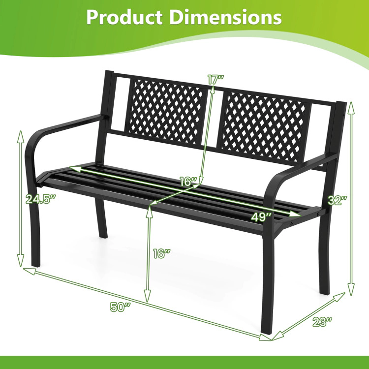 Hivvago Outdoor Bench Metal Loveseat Patio Bench For 2-3-Person
