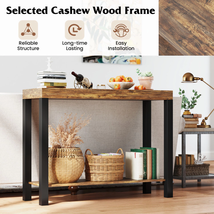 Hivvago Functional 2-Tier Bar Counter Table with Storage Shelves for Home and Entertainment Spaces