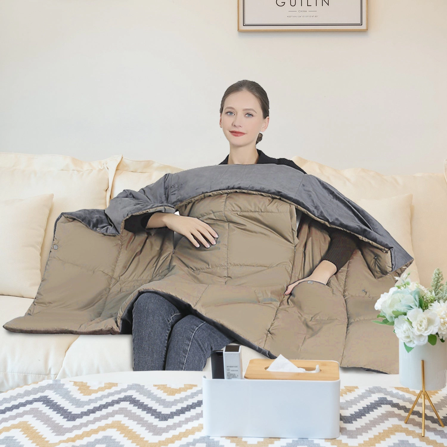 GBruno USB Heated Blanket Shawl With Arm Holes