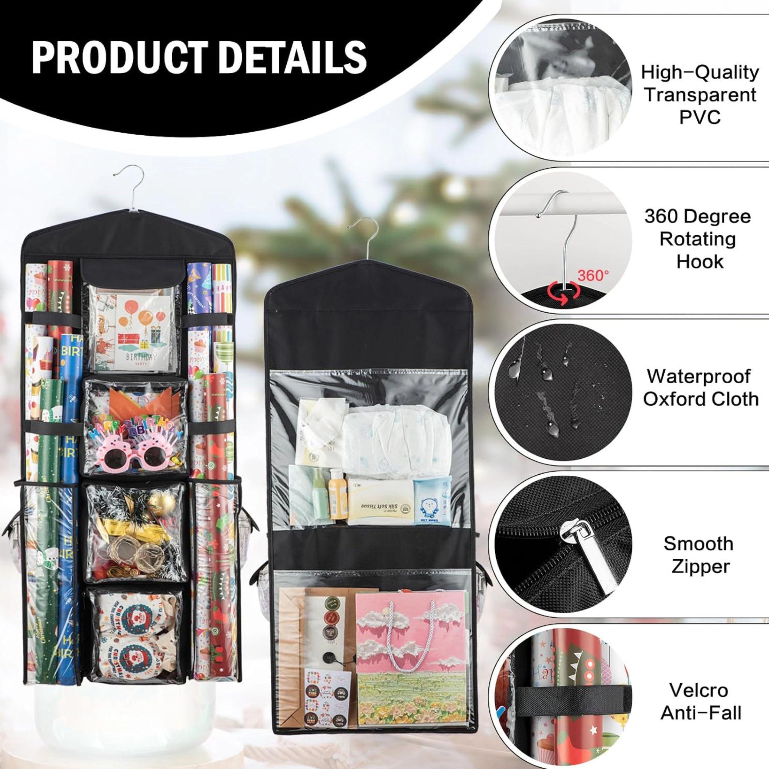 Stock Preferred Christmas Wrapping Paper and Gift Bag Hanging Storage Organizer
