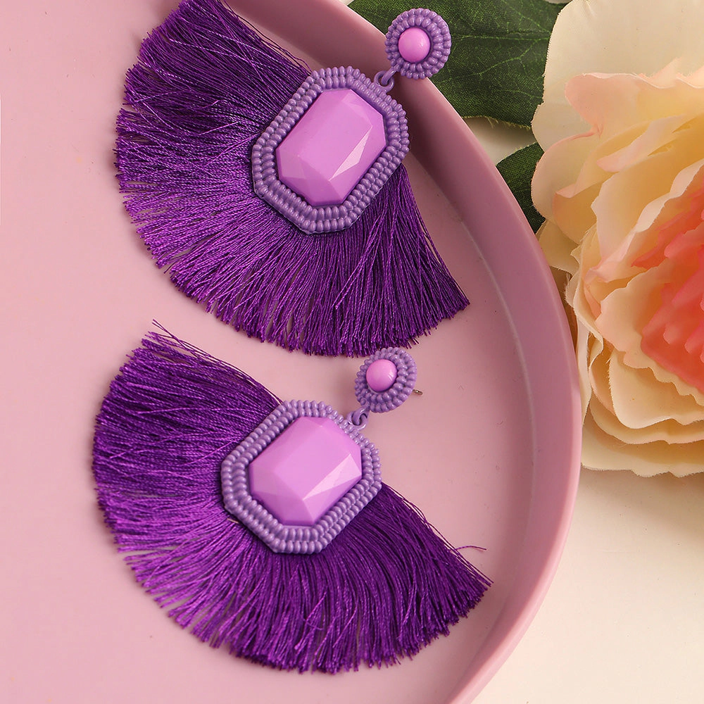 SOHI Women's Purple Drop Earrings