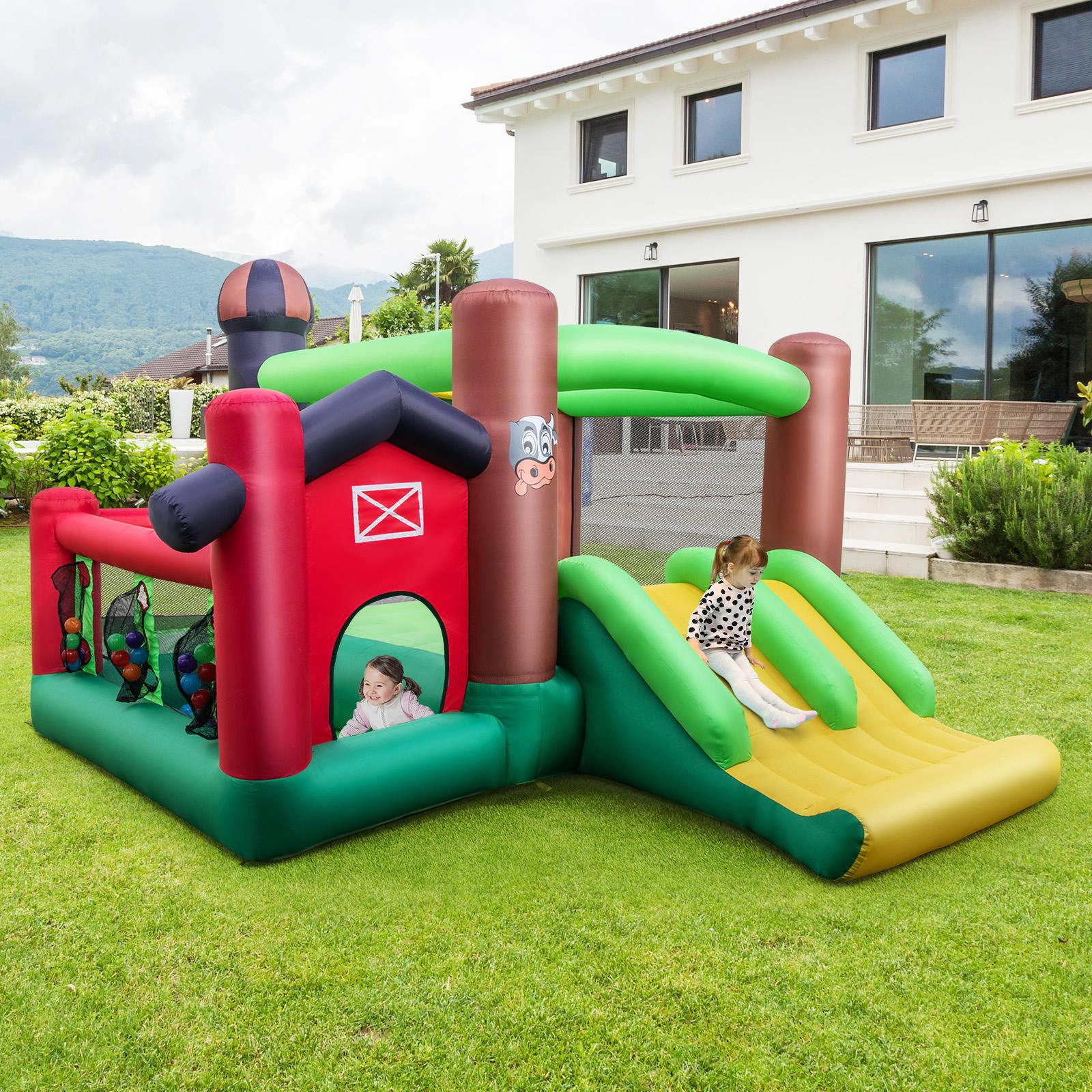 SUGIFT Dual Slides Ball Pit and 680W Blower 6-in-1 Kids Castle Bouncer