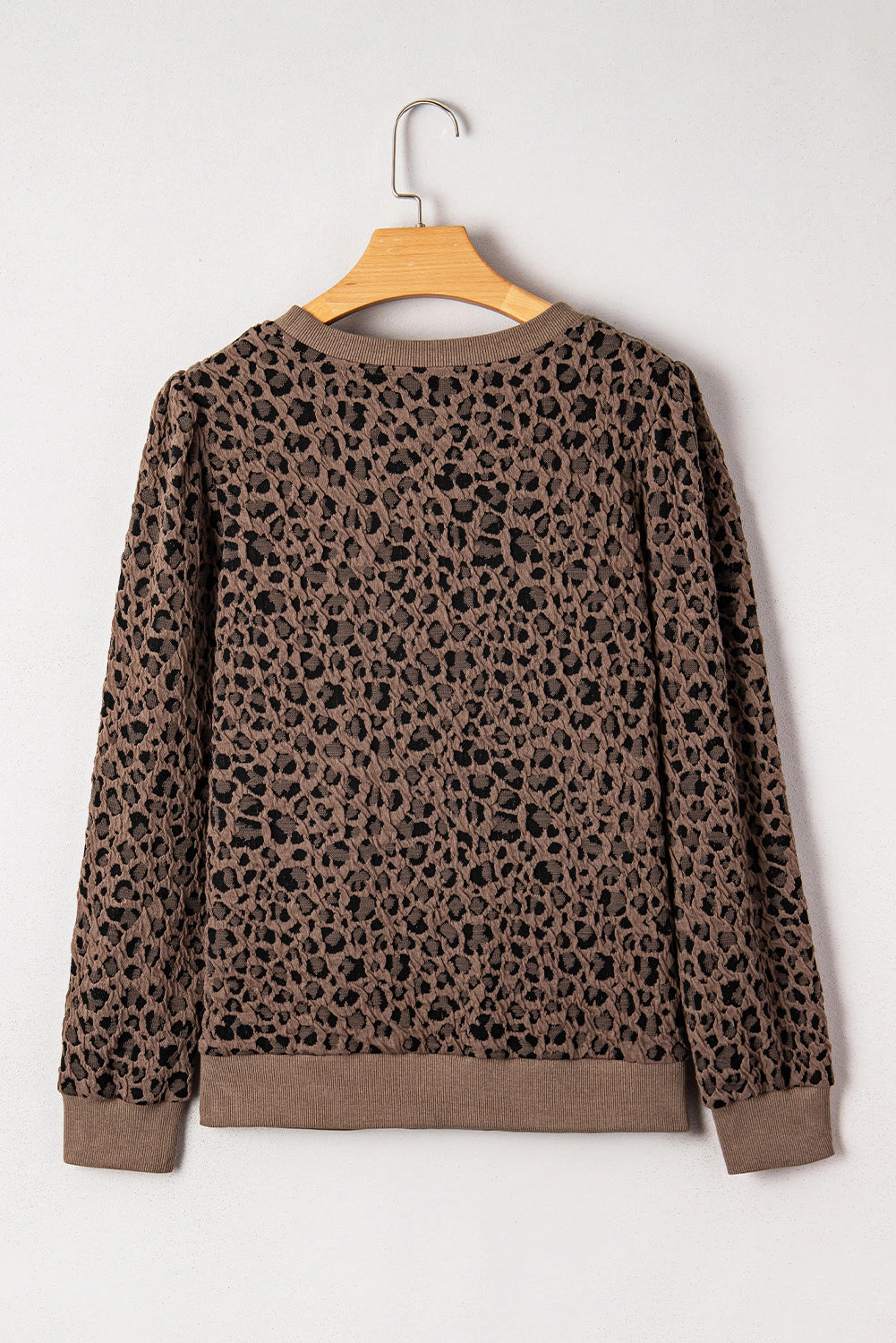 Threaded Pear Women's Annie Ribbed Trim Leopard Top