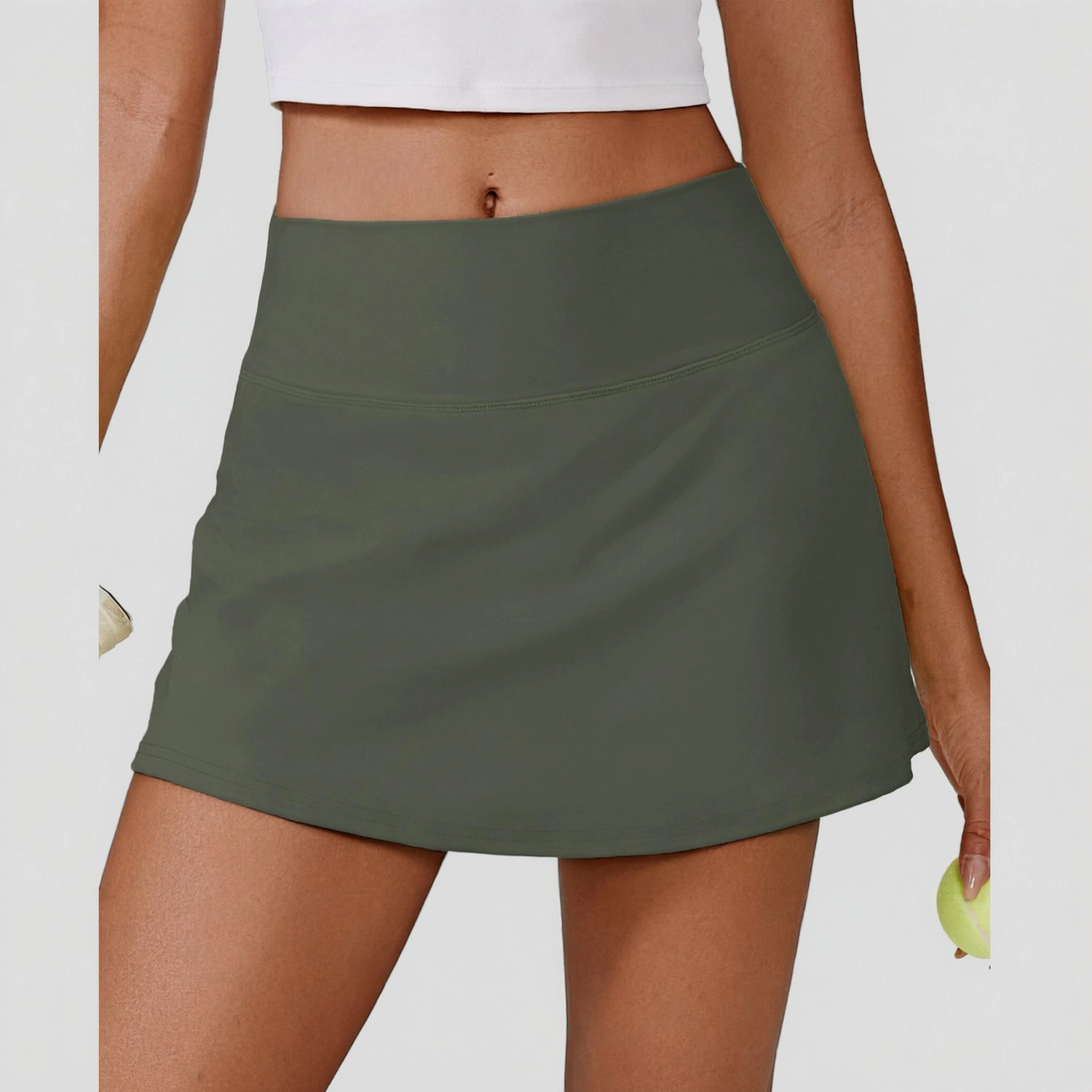 Pinspark Womens High Waist A-Line Skirt Solid Stretch Athletic Tennis Casual Skirts
