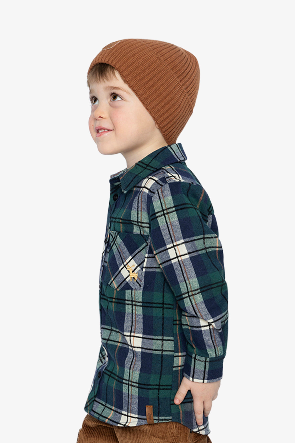 Deux par Deux Boys Long Sleeve Button-Front Plaid Shirt