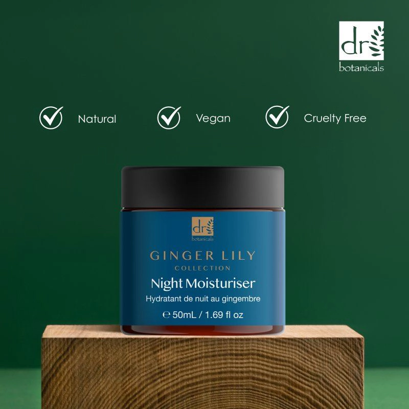 Dr Botanicals Gingerlily Night Moisturiser 50ml - Intense Overnight Hydration, Brightening