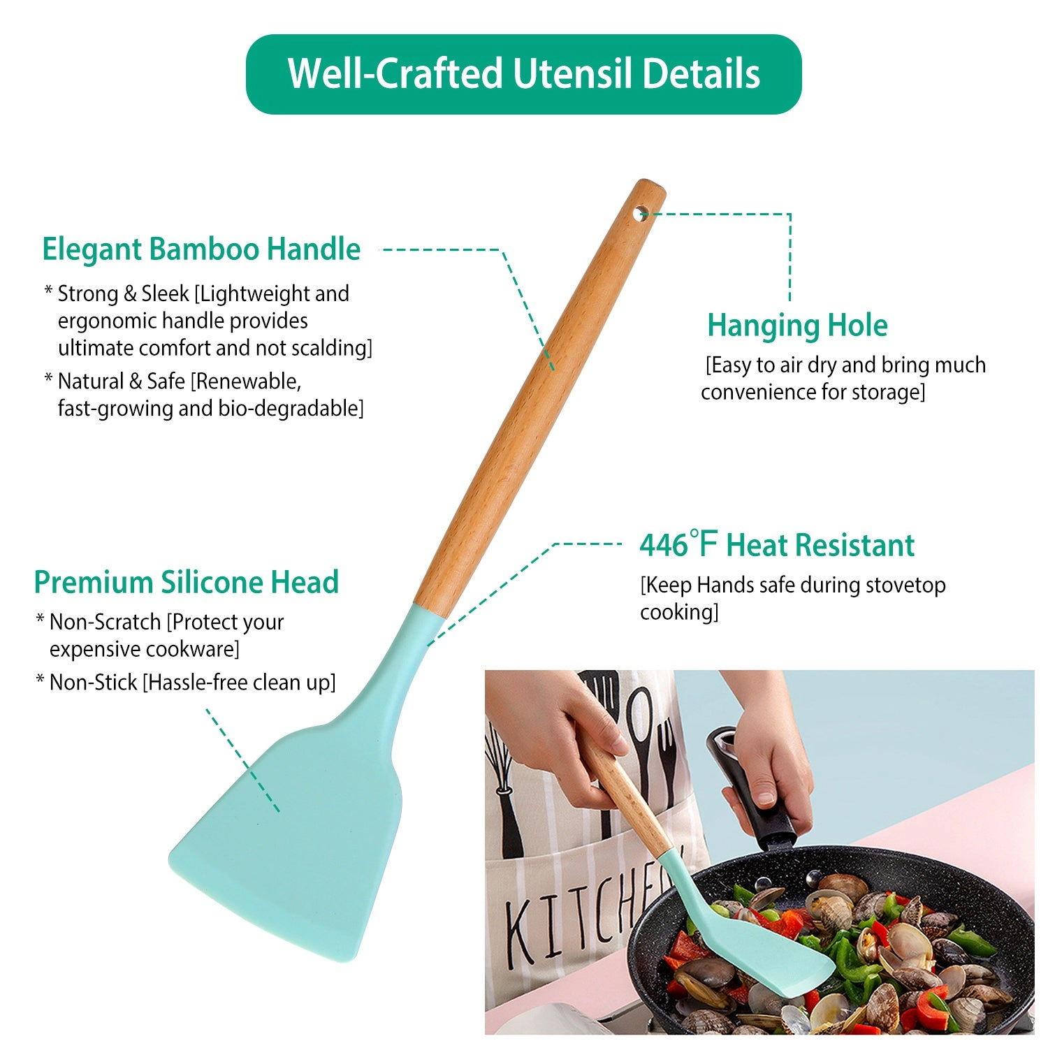 GBruno 11-Piece Silicone Cooking Utensil Set